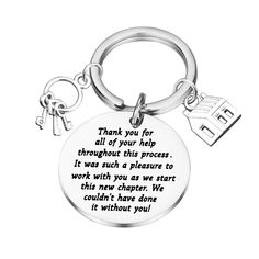 a keychain with a poem on it that says thank you for all your help throughout this process