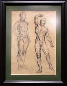 a drawing of two men standing next to each other