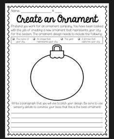 a christmas ornament worksheet with the words create an ornament