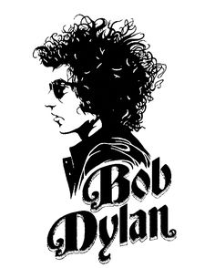 a black and white drawing of a person with the words bob dyann on it