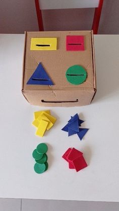 a cardboard box with different shapes and sizes