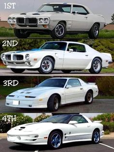 three different types of muscle cars are shown