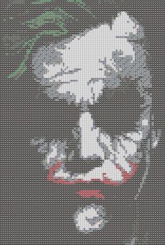 a cross stitch pattern with the image of a man's face in black and white