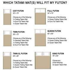 an image of what mat's will fit my futon? info for the queen size mattress