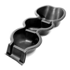 three black plastic bowls sitting on top of each other