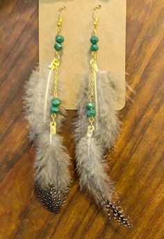 Handmade pheasant feather earrings Making Feather Earrings, Green Feather Earrings As A Gift, Diy Feather Earrings, Feather Earrings Diy, Diy Feather, Pheasant Feather, Boho Clothes, Pheasant Feathers, Earrings Diy