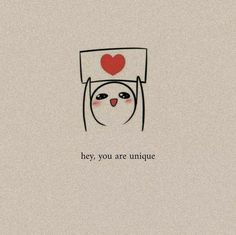 an image of a cat with a heart on it's head and the words hey, you are unique