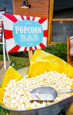 the popcorn bar is ready to be served