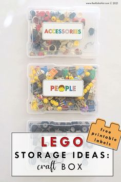 lego storage ideas craft box for kids to use in their homes and school projects with free printable labels