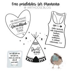 a drawing of two teepees and a bird with the words free printables for