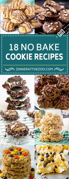 A selection of easy no bake cookie recipes including classic no bake chocolate cookies, haystack cookies, turtle cookies and more! Classic No Bake Cookies, Uncooked Cookies, Non Bake Cookies, Haystack Cookies No Bake, No Bake Chocolate Cookies, No Bake Cookie Cake, No Bake Cookie Recipes, Easy No Bake Snacks