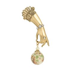 This vintage-inspired pin features a lady's hand wearing a crystal bracelet and ring and holding a round simulated pearl flower charm. This vintage-inspired pin features a lady's hand wearing a crystal bracelet and ring and holding a round simulated pearl flower charm. ACCESSORY DETAILS Dimensions: 1.5 in. x 2 in. Back length: 2 in. Metal: alloy Plating: gold tone Finish: polished Material: acrylic, crystal Not appropriate for children 14 years old and younger. Size: One Size. Color: Pink. Gende Hand Pin, Belle Epoch, Chic Fashionista, Bracelet And Ring, Vintage Style Necklace, 1928 Jewelry, Pearl Pin, Vintage Inspired Jewelry, Vintage Style Jewellery