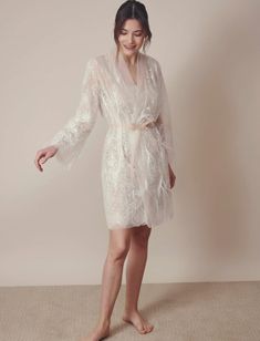 Zwillinger's- Romy Robe Bridal Shower Attire, Getting Ready Pictures, Pre Bridal, Night Gown Dress, Getting Ready Photos, Modest Wedding Gowns, Sheer Robe, Modest Wedding, Romantic Design