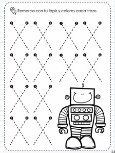 a coloring page with an image of a robot