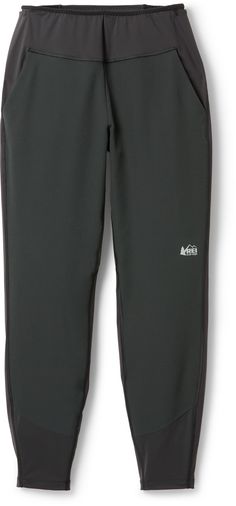 a black pants with white writing on the side