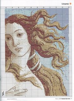 a cross stitch pattern of a woman with long hair