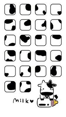 an image of a cartoon cow with different shapes and sizes on it's face