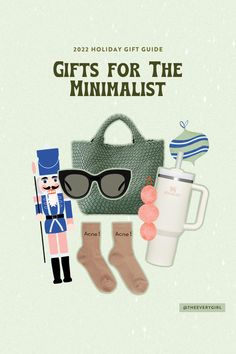 the holiday gift guide for the minimalist is featured on this page, with an image of