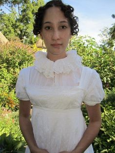 White Regency Dress, Lace Insertion, Gothic Fashion Victorian, 18th Century Women, 19th Century Clothing, Regency Period