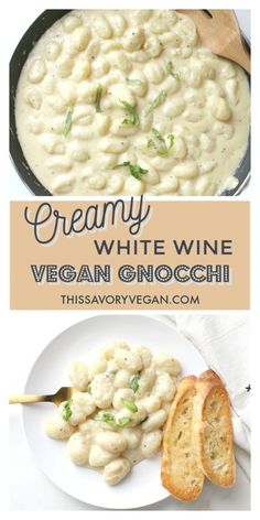 creamy white wine vegan gnocchini is an easy and delicious side dish