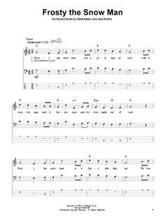 frosty the snow man sheet music for guitar with chords and tabs by folklore