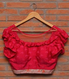 Red Designer Blouse, Heart Neck Design, Blouse Designs For Back, Ruffle Blouse Designs, Brocade Blouse Designs, 50 Blouse Designs, Lace Blouse Design, Netted Blouse Designs, Blouse Designs High Neck