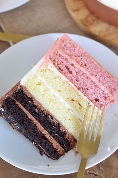 a piece of cake on a plate with a fork