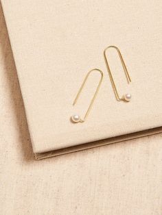 Aureus + Argent | Delicate Pearl Curved Wire Earrings | Banana Republic Pearl Collection, Gift Card Balance, Crafted Jewelry, Wire Earrings, Pearl Size, Brass Chain, Wedding Looks, Threading, Hand Picked