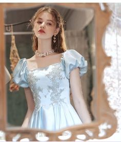 Light Blue Victorian Dress, Vintage Blue Victorian Dress For Spring, Blue Princess Dresses, Elegant Blue Victorian Floor-length Dress, Vintage Princess Dress, Blue Princesscore Dress With Ruffles, Blue Vintage Victorian Dress With Ruffles, Princess Dress Fairytale, Disney Belle