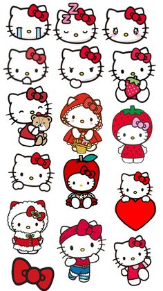 the hello kitty stickers are all different colors