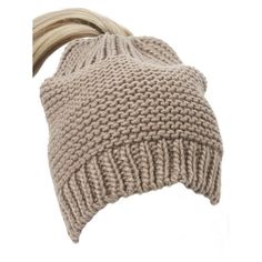 Stay warm and stylish this winter with this high quality fitted beanie that forms to your shape for a snug and comfortable wear. Add more flair to your look with an opening for a ponytail, making your style unique and fashion-forward. Size: One Size.  Color: Brown.  Gender: female.  Age Group: adult. Beige Crochet Hat One Size For Winter, Beige One Size Crochet Hat For Winter, Beige One-size Crochet Hat For Winter, Warm Solid Color Bonnet, One Size, Warm Solid Color One Size Bonnet, Warm Beige One-size Beanie, Winter Beanie Bonnet, One Size Fits Most, Winter Bonnet Beanie One Size Fits Most, Fitted Knitted Beanie For Fall