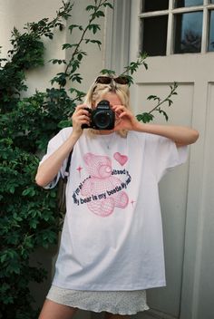 A sweet oversized graphic tee with a spunky teddy print. 100% Cotton Fits oversized Model is 5'9" Wearing a size small Big Tee Shirt Outfits, Oversized Tshirt Outfit Women, Libra Rising, Oversize Tshirt Outfits, Tee Shirt Outfit, Baggy Tee, Work Fits, Oversized Graphic Tee, Graphic Inspiration