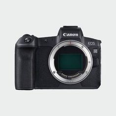 the canon eos r camera is shown with its lcd screen and flash light on