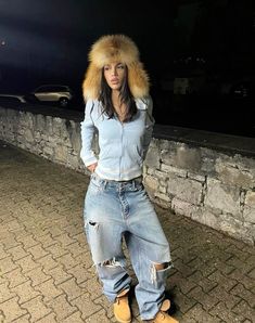 Fur Trapper Hat Outfit, Opiumcore Outfits Ken Carson, Asap Rocky Aesthetic Outfits, Trapper Hat Aesthetic, Trapper Hat Outfit, Timbs Outfits Women, Timbs Outfits, Fashion Moodboard, Trapper Hat