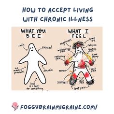 5 Ways to help you accept to live with an Invisible Chronic Illness - Chronic Illness Motivation, Migraine Quotes, Chronic Illness Humor, Living With Chronic Illness, Illness Humor, Foggy Brain, Migraine Prevention, Quotes Health, Spoonie Life