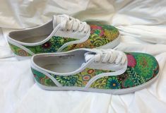 Wouldn't you love to learn to design your own shoes with fabric? In this DOWNLOAD you will learn how I covered my white tennis shoes with Kaffe Fassett Fabrics making them bright, decorative, and colorful! I have a fun and EASY way to precisely cover any pair of shoes you choose or even a lamp shade with any type of fabric you like. In this file you will find a supplies list along with explicit instructions with photos on how to do this technique I created. You will receive an email with the lin Fabric Covered Shoes, Design Your Own Shoes, Art Shoes, Kaffe Fassett Fabric, Shoe Designs, White Tennis Shoes, Kaffe Fassett, Decorated Shoes, Shoe Art