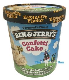 ben & jerry's confecti cake ice cream in a cup with the label