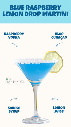 Blue Raspberry Lemon Drop Martini Blue Raspberry Lemon Drop, Lemonade Drinks With Alcohol, Blue Lemon Drop, Blue Martini Recipe, Raspberry Lemon Drop Martini, Blueberry Lemon Drop Martini, Raspberry Lemon Drop, Summer Martinis