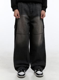 mens-stitched-baggy-jeans-black-ig427 / Black Black Acid Wash Jeans Outfit, Acid Wash Jeans Outfit, Black Baggy Pants, Baggy Jeans Black, Wash Jeans Outfit, Wide Fit Jeans, Outfits Baggy, Acid Wash Jeans, Halloween 2024