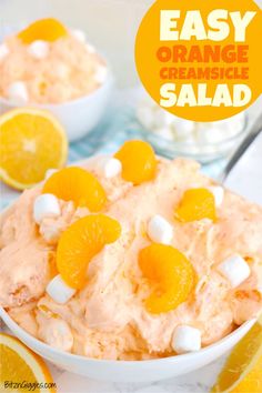 an easy orange creamsice salad with marshmallows