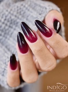 fall nails. october nails. dark ombre nails. halloween nails red. Black Ombre Nails Halloween, Halloween Nails Ombre Black, Ombre Nails Halloween, Glitter Ombre Nails Halloween, Black And Dark Red Ombre Nails, Dark Red Ombre Nails, Black And Red Ombre Halloween Nails, Dark Ombre Nails, Halloween Nails Red