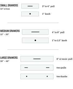 the size and width of two drawers in different sizes, with measurements for each drawer