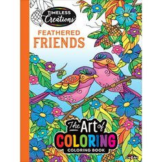 the art of coloring book featuring two colorful birds