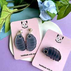 Pill Bug Acrylic Earrings - Etsy Shrinky Dink Ideas, Bug Earrings, Pill Bug, Ears Pierced, Shrinky Dink, Quirky Earrings, Laser Cut Jewelry, Cute Piercings, Funky Earrings