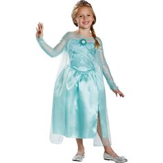 Frozen Elsa Snow Queen Child CostumeYour child will feel magical dressed as Elsa from Disney's Frozen movie. This beautiful dress is perfect for dress-up, playtime and Halloween. Your little one will be ready to sing their hearts out when they step into this enchanting princess gown.The Disney Frozen Elsa Classic Toddler and Child Costume features a beautiful blue dress with sheer sleeves, glittery organza overlay and silver trim around the top of dress.Glittery, sheer organza overlaySilver trim Snow Queen Dress, Elsa Halloween Costume, Snow Queen Costume, Elsa Frozen Costume, Queen Gown, Frozen Elsa Dress, Frozen Dress, Elsa Costume, Disney Princess Elsa