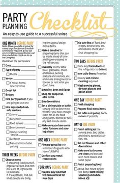 a party planning checklist with polka dots on the bottom and yellow lettering that says,'party planning an easy - to - use guide to successful sol