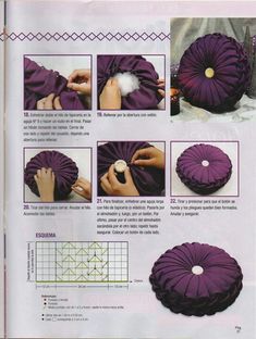 instructions on how to make an origami flower with yarn and cotton in spanish