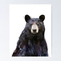 a painting of a black bear in watercolor poster