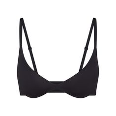 Boost your bust and maximize your cleavage in this comfortable, wireless plunge super push-up bra that adds one cup size and provides a supportive lift. Features fully adjustable straps, foam pads, wide microfiber wings for smoothing, a tonal silicone SKIMS logo at the front wing, and a hook and eye back closure. Fits true to size. | SKIMS Super Push-Up Bra | Black | 32B | Wireless Form Puch Up, Event Fits, Super Push Up, All Black Fashion, Elevated Basics, Wireless Bra, Cup Size, Retro Outfits, Push Up Bra