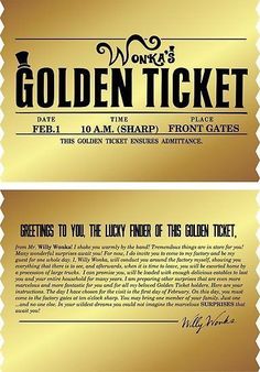 two tickets for the golden ticket event